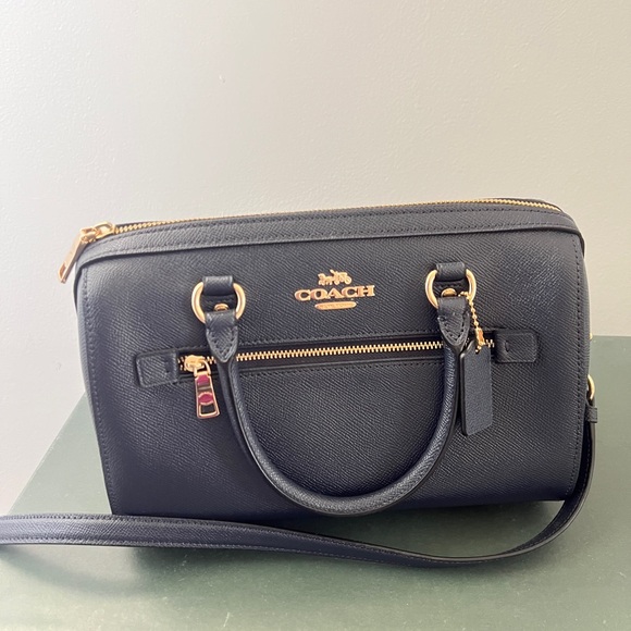 NWT Coach Navy Rowan Satchel - Picture 3 of 8
